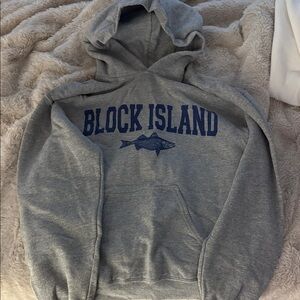 Gildan Gray Hoodie with Blue Print